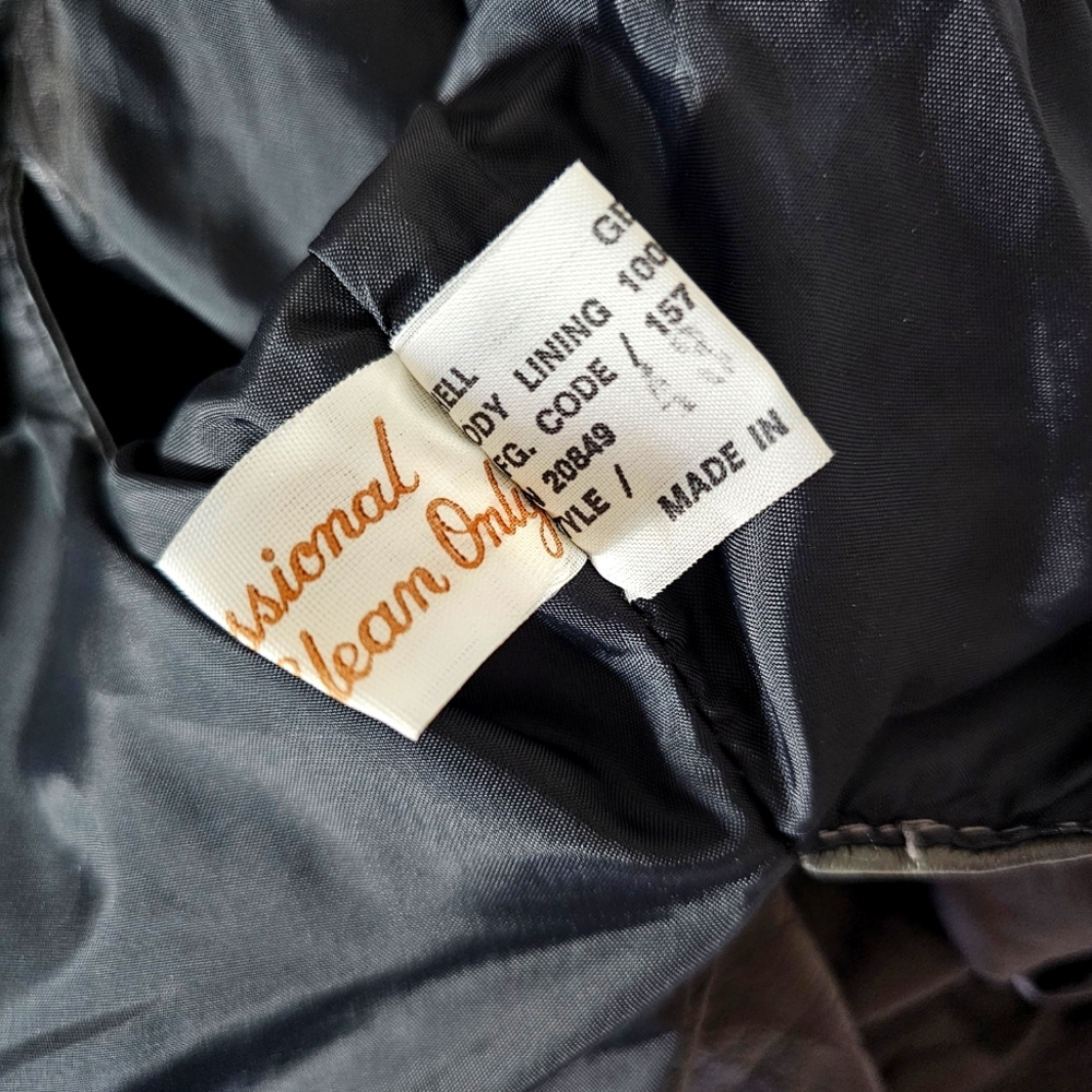 Vintage Oleg Cassini Genuine Leather Black Blazer Jacket - Picture 7 of 16